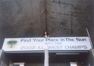 Andrea atop A's booth Andrea atop A's booth