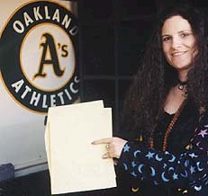 Andrea in A's dugout